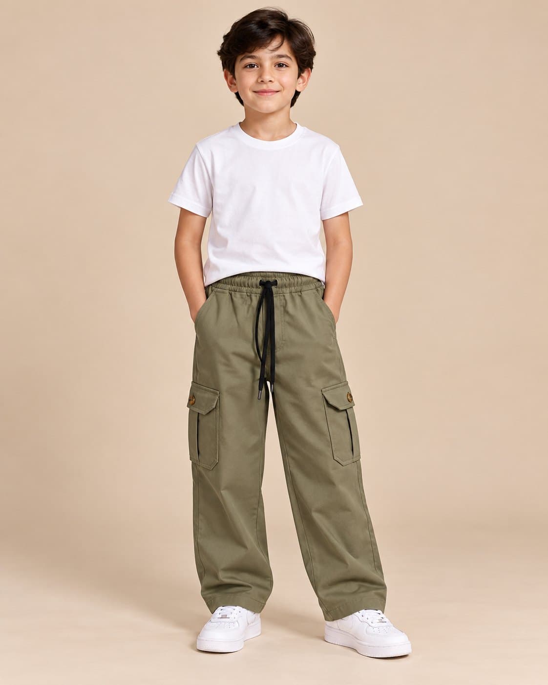 Baggy Cargo Trousers - Olive