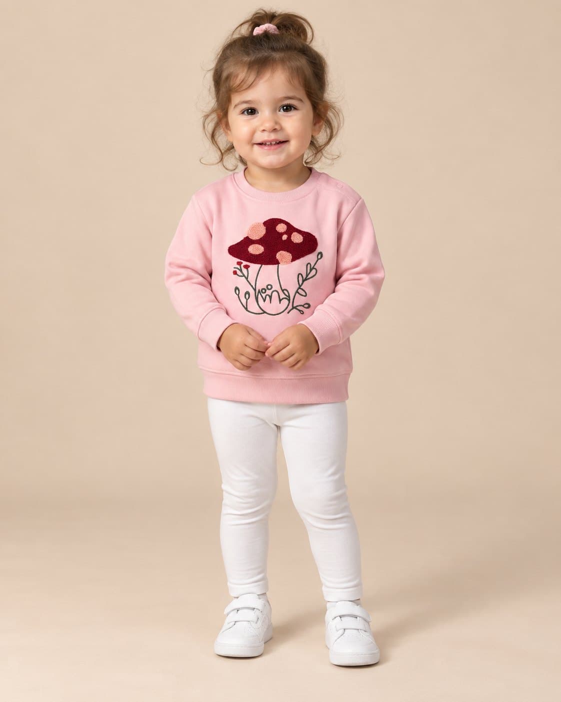Mushroom Print Sweatshirt - Light Pink