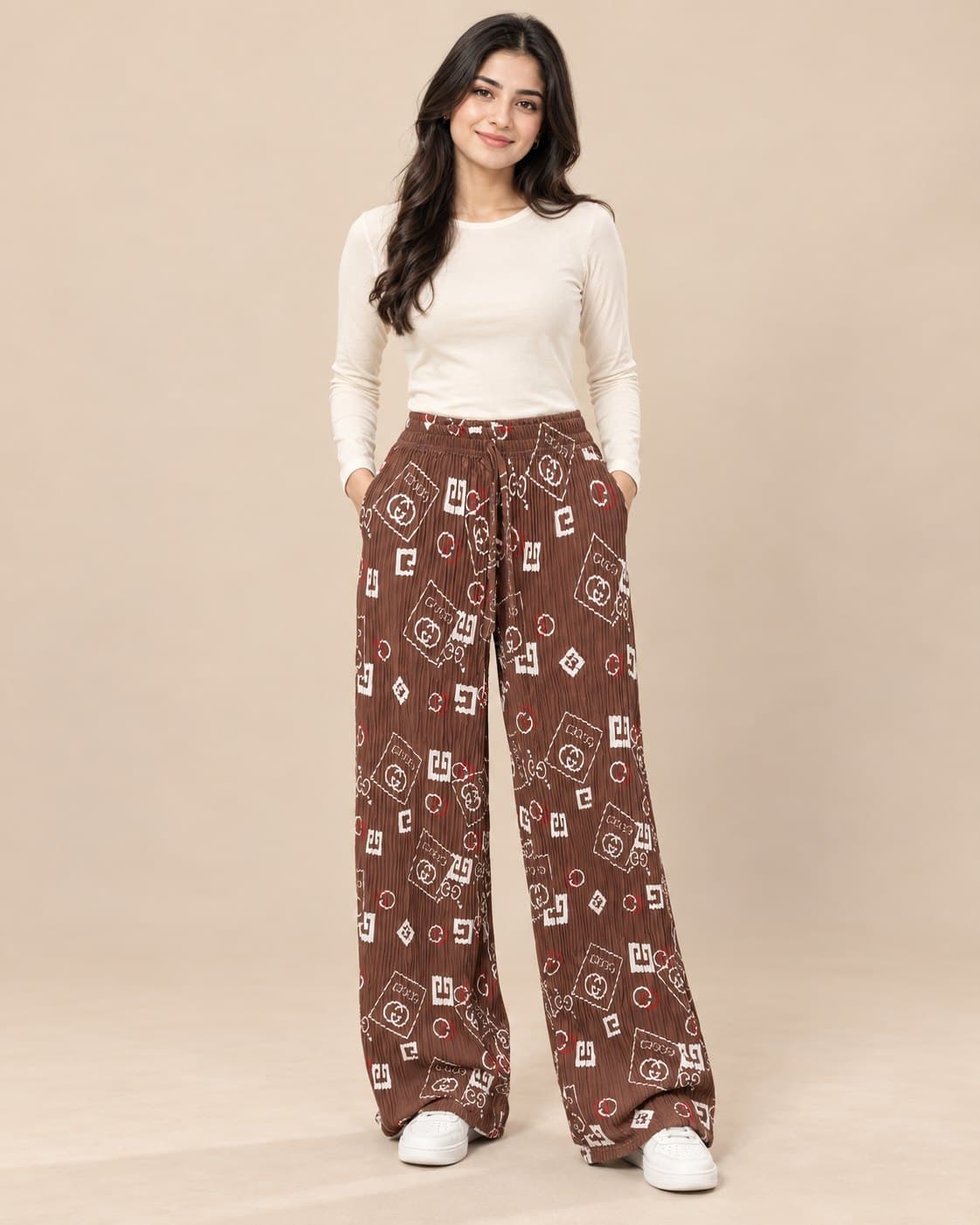 Pleated Flapper Trousers - Brown
